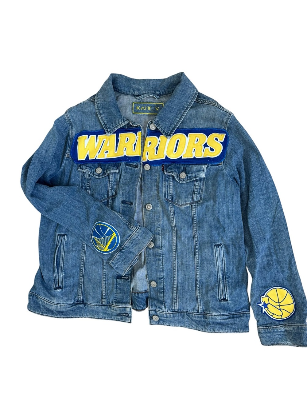 Levi’s ' Blue 'Warriors' Denim Custom Warriors Basketball Jacket